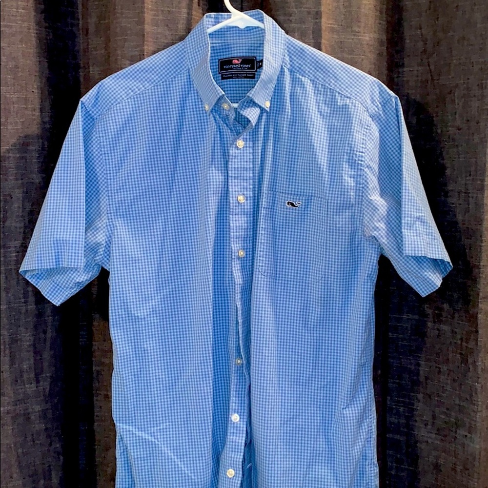 Men’s vineyard vines s/s but down blue check med